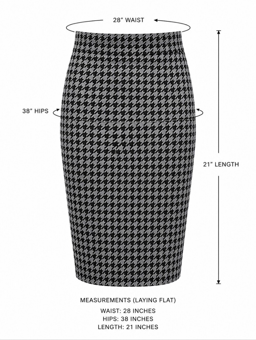 Nordstrom Black & Grey Bodycon Houndstooth Pencil Skirt | Size Medium | - Picture 4 of 8